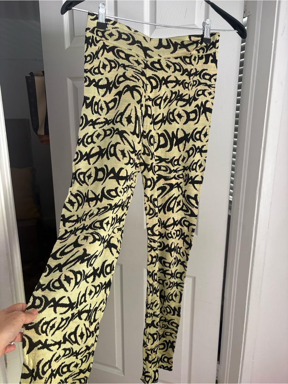 Paloma Wool Yellow & Black Graphic Cropped Knit Pants